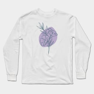 Hand Drawn Flowers with Pastel Colored Background Long Sleeve T-Shirt